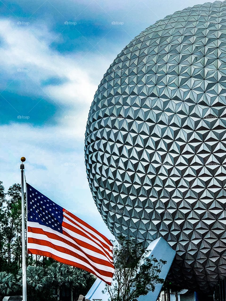 US Flag in front of EPCOT