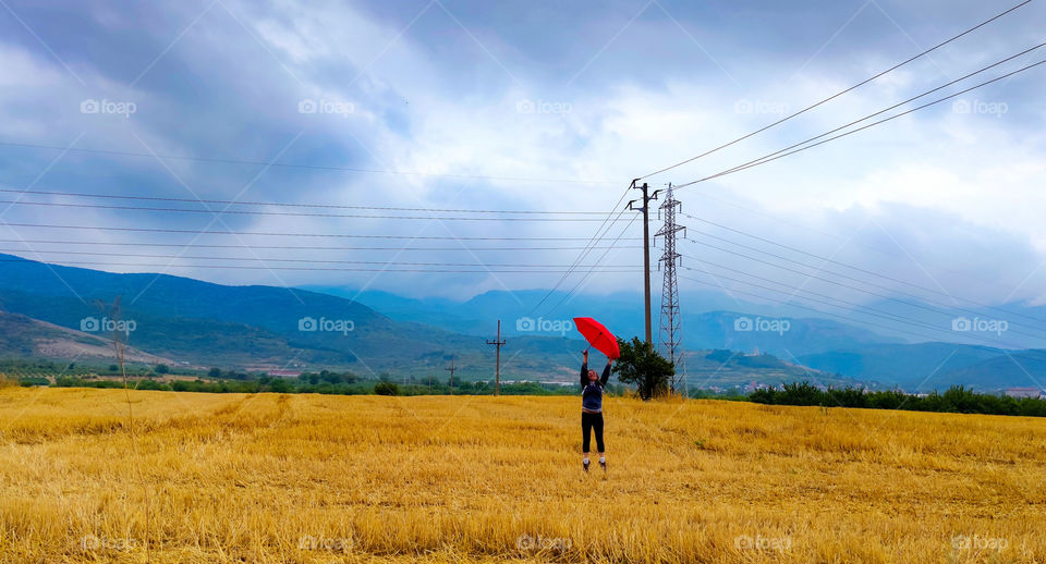 Cloudy mood on the rye fields