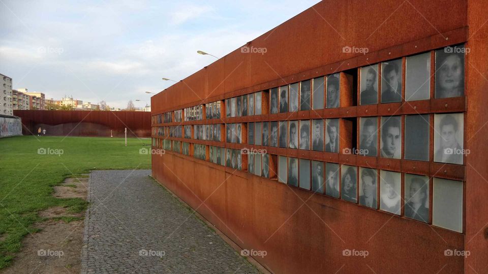 Berlin Wall Memorial early in the evening