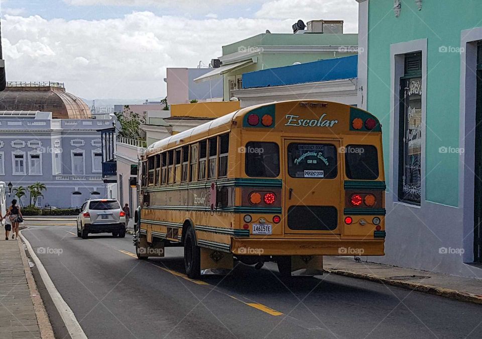 American schoolbus in San Juan, Puerto Rico