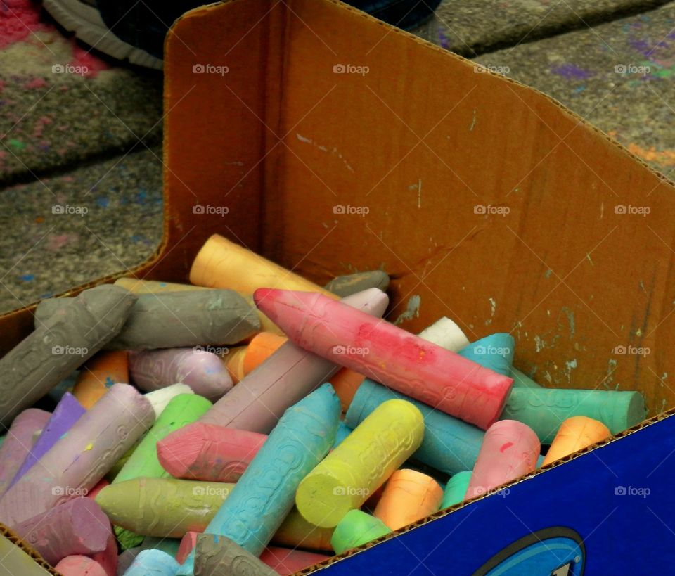 Colored Chalk in Box