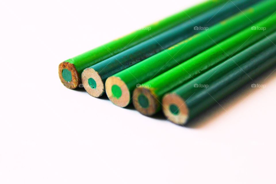 Green color pencils