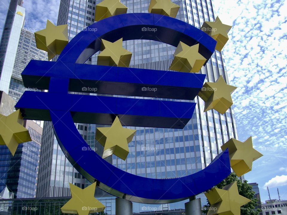 Euro sign in Frankfurt germany 
