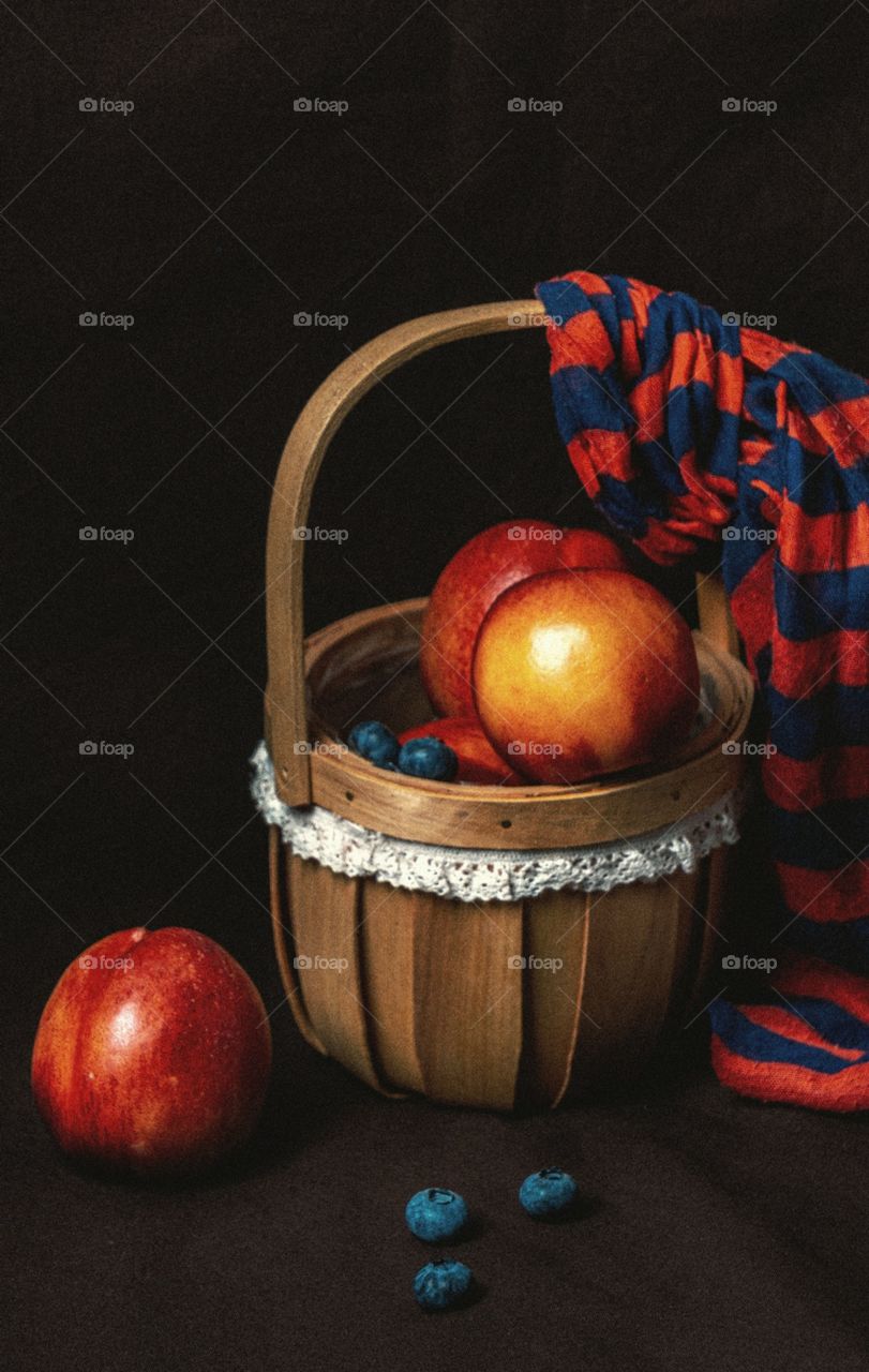 still life with nectarines