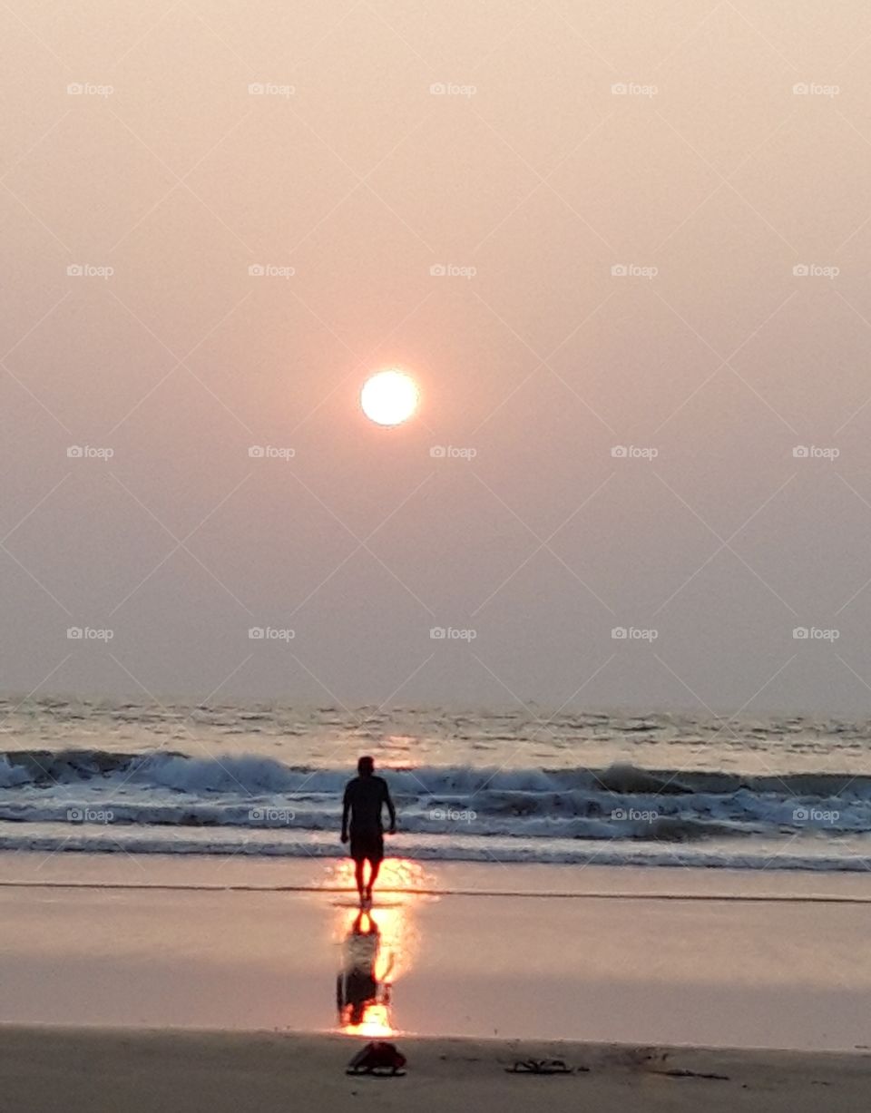 sunset on the beach of Leela Goa India