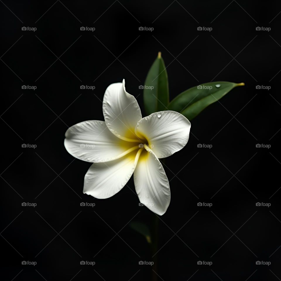 white flower on black background