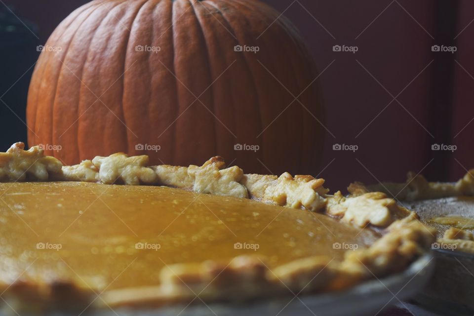 Close-up of pumpkin pie