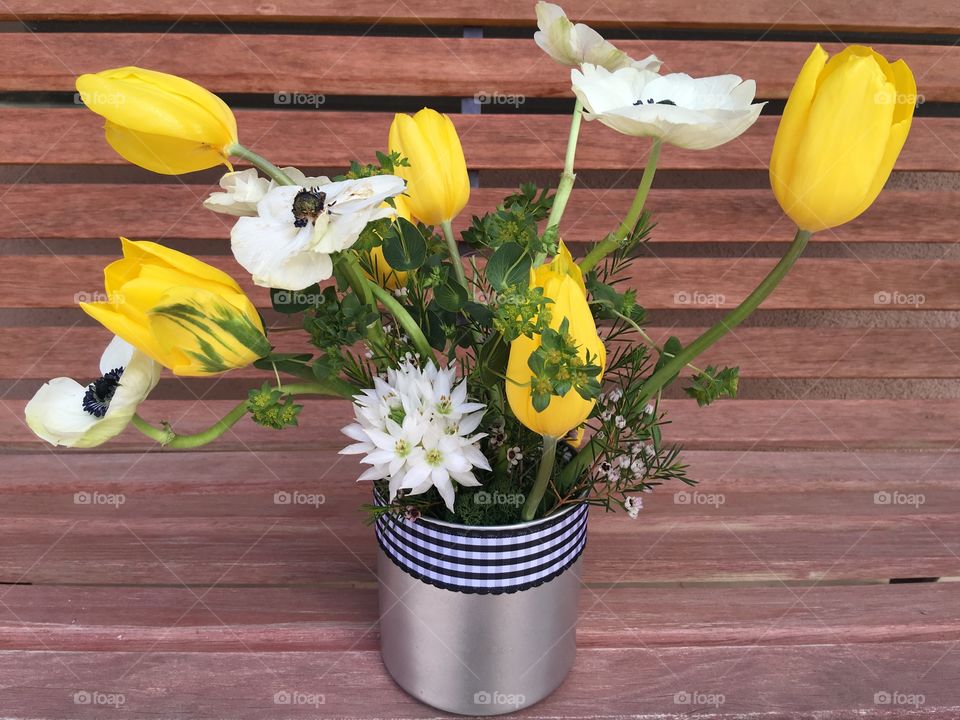 Tulips and white-anemone flowers.