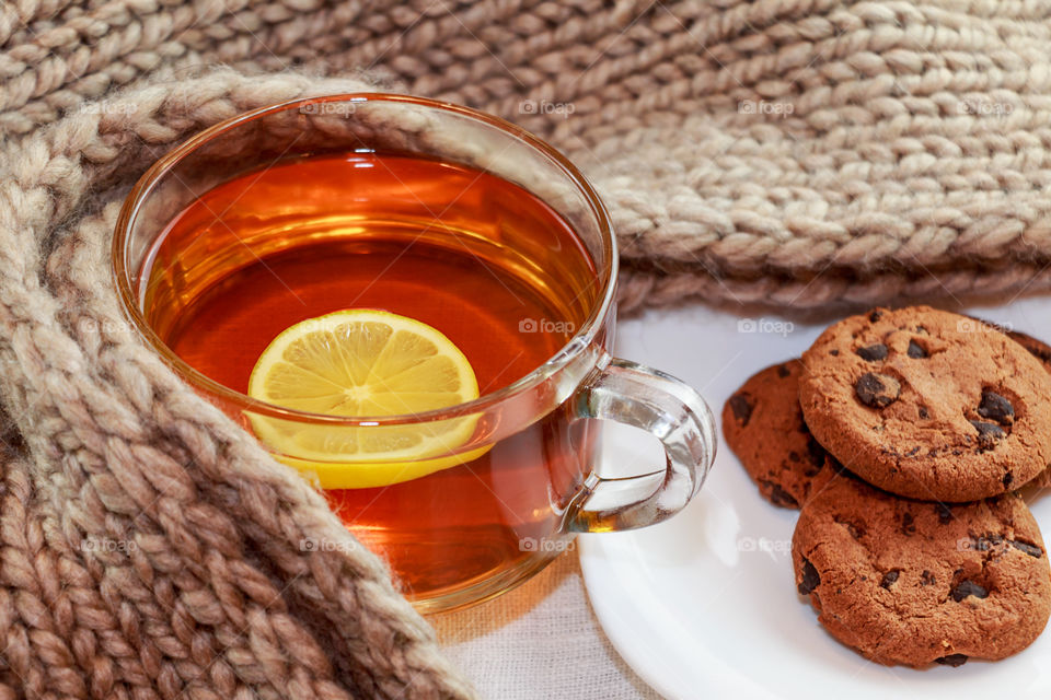 Hot flavored tea in cold weather