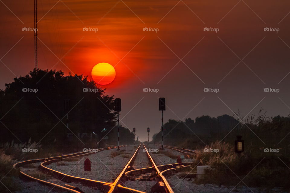 sunrise with railway
