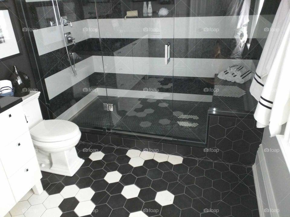 modern tile and bathtub.
