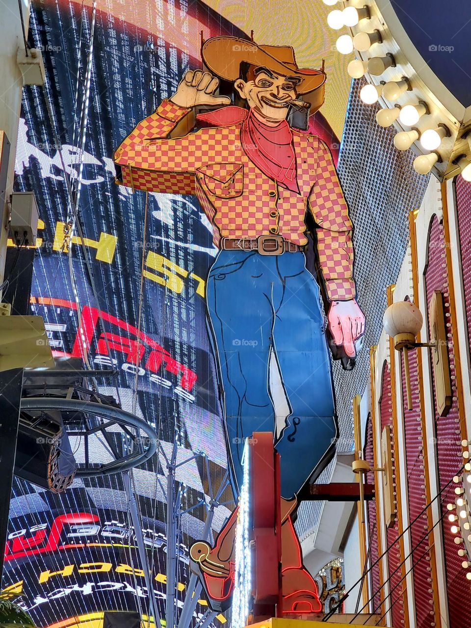 A famous and iconic sign in downtown Las Vegas still stands