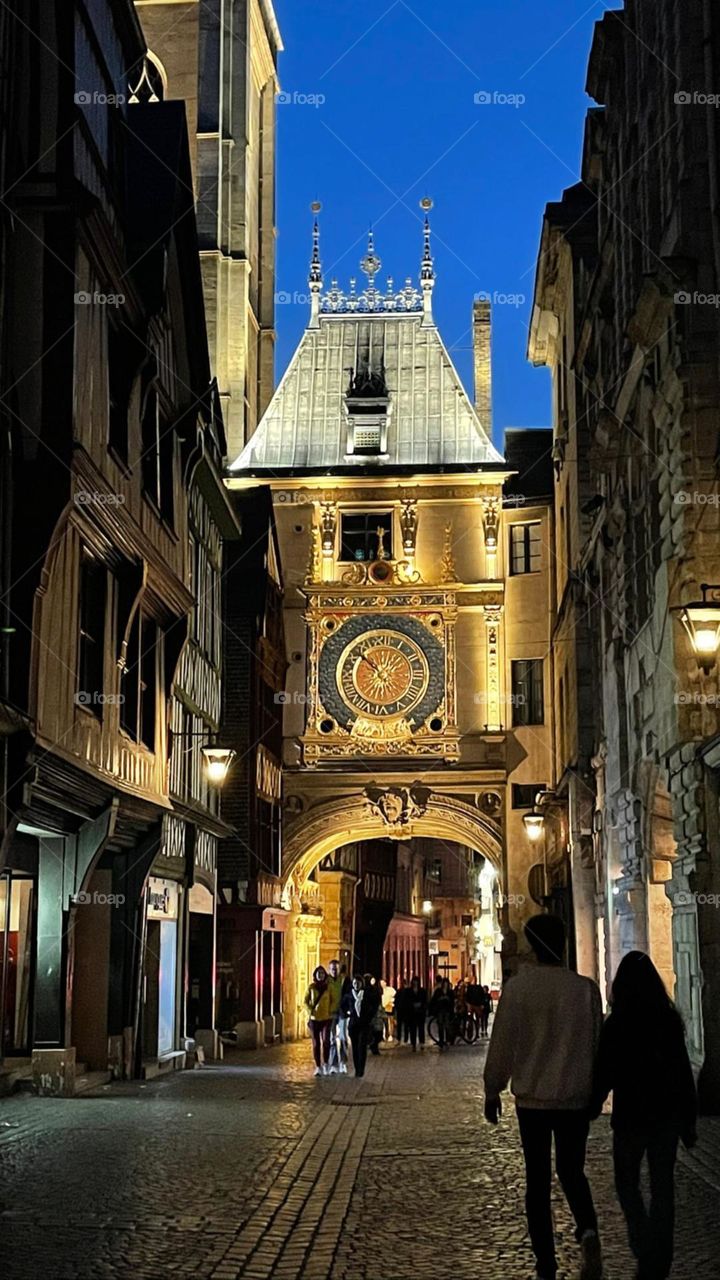 Gros-Horloge in Rouen by night - France