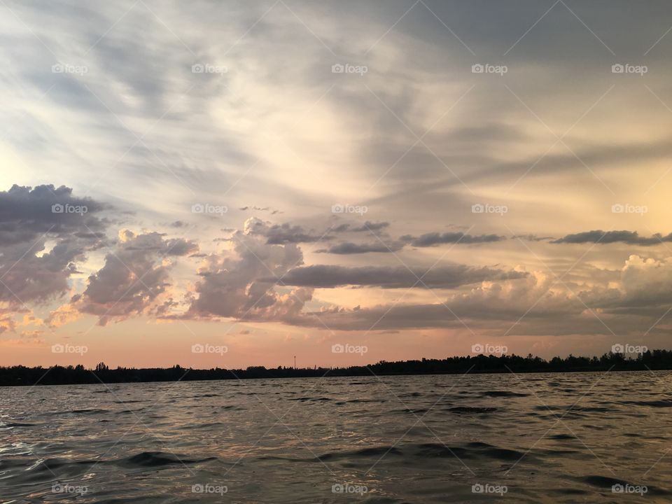 Sunset, Water, No Person, Storm, Beach