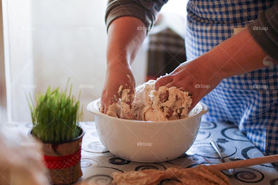 Kneading bread dough