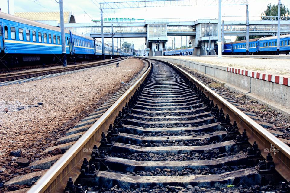 tracks. train tracks at the Lughansk station in Ukraine. 