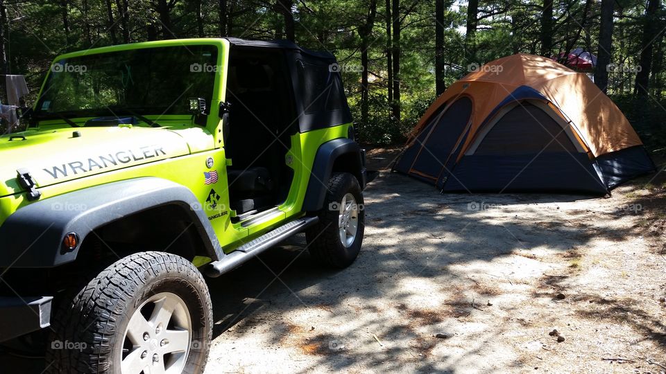 Camping Jeep. Out in the woods in southeastern Massachusetts for a weekend getaway