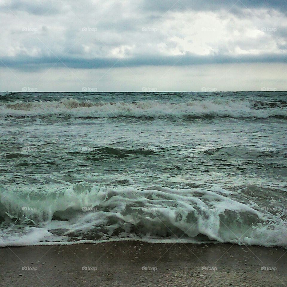 sea waves. Mediterranean Sea, Tavernes de la Valldigna, Valencia, Spain