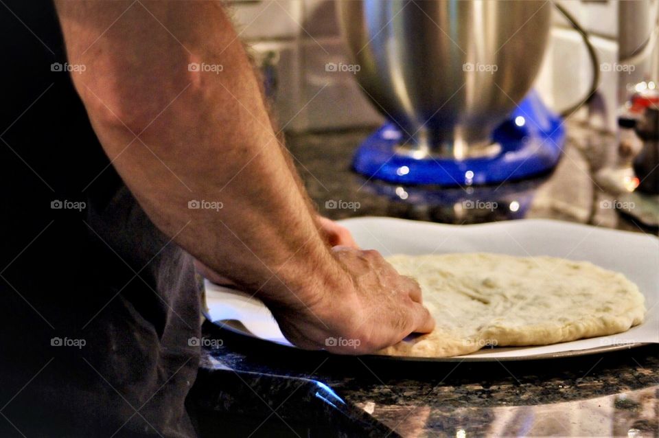 Making pizza dough 