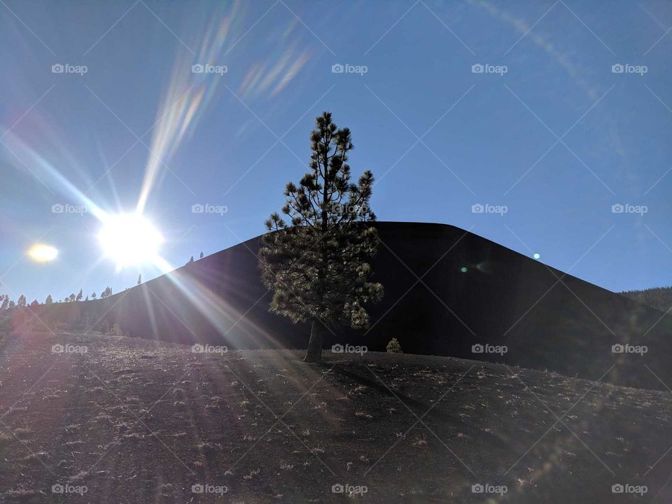 Cinder Cone Volcano (All Volcanic Ash) in California as the Sun is Going Down