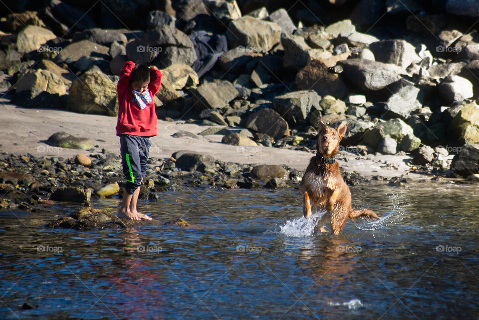 playing in the water