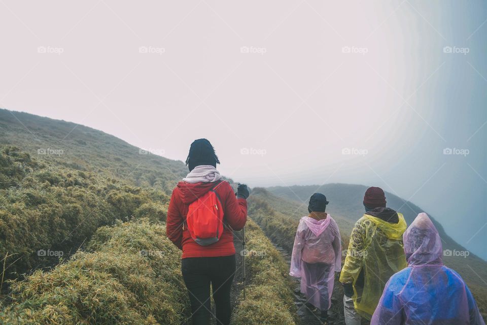 hiking into the summit