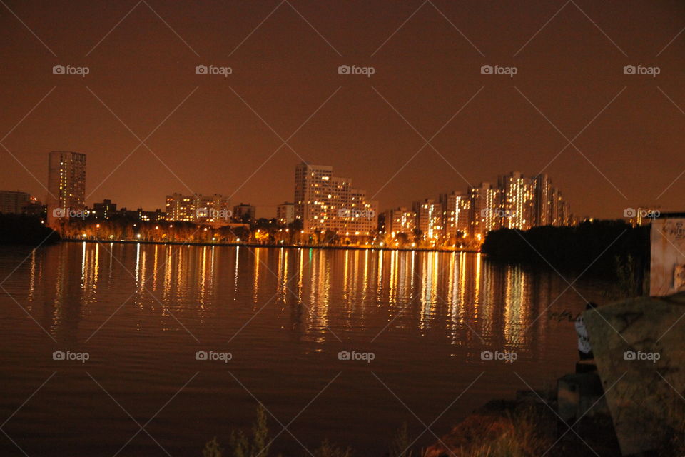 Berth, sunset, river, South port, Moscow