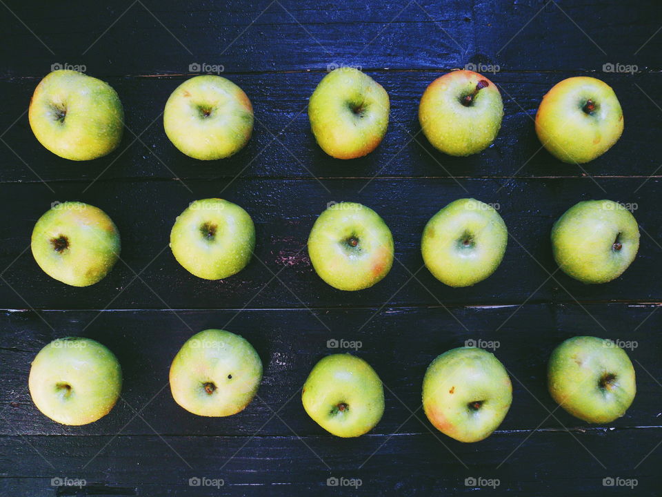 green apples varieties of simirenko on a black background