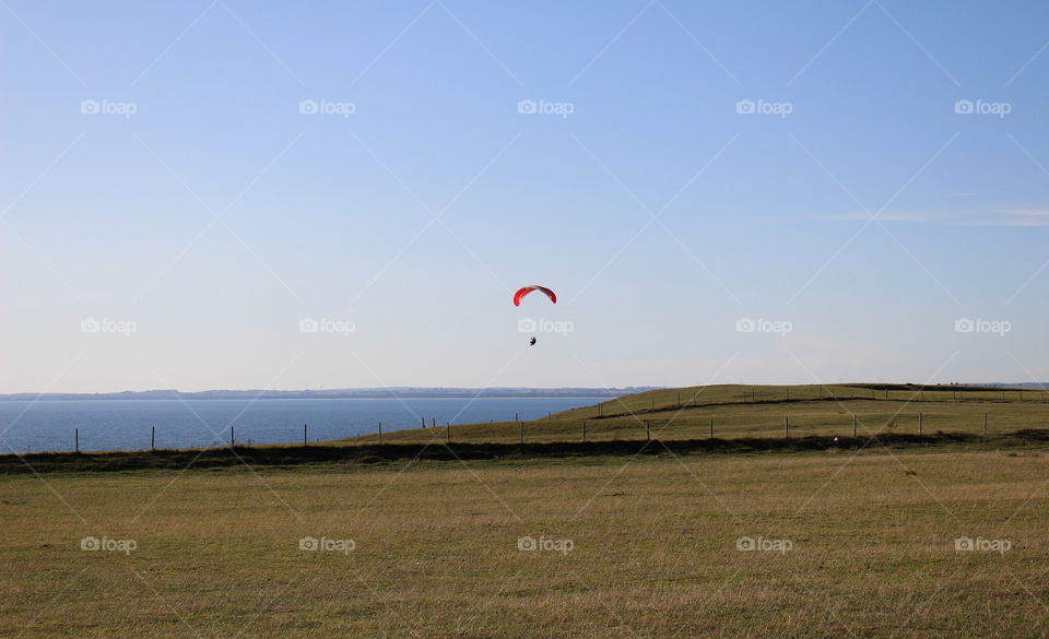 Paraglider at Kåseberga, Ale's stones, Skåne.