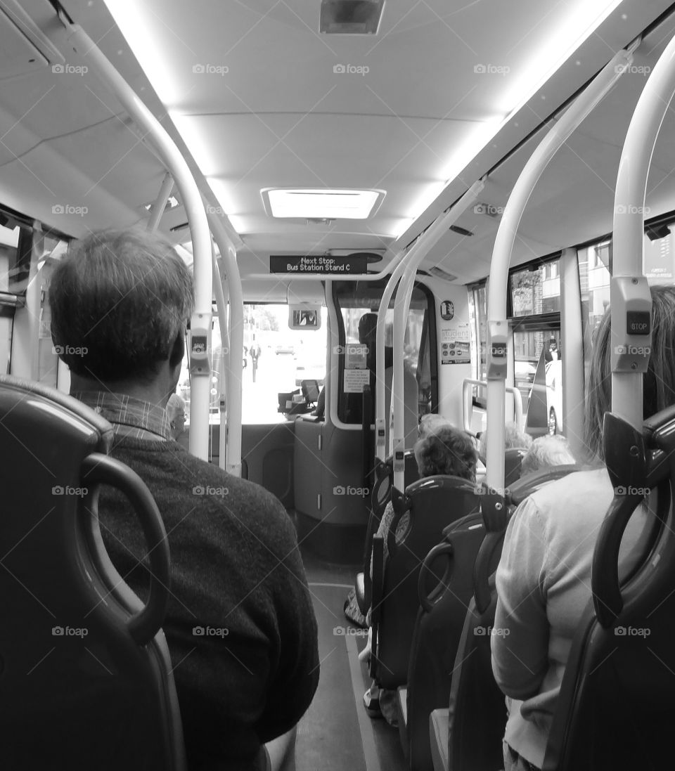 On the Bus. Travelling into town on public transport