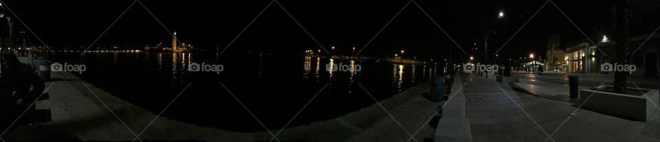 A panoramic photo of the port of Brindisi in Italy. A fantastic view by night. 