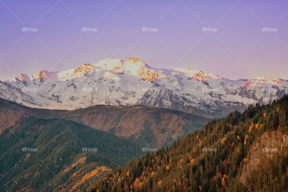 Twilight in the morning over beautiful mountain scape at Georgia countryside