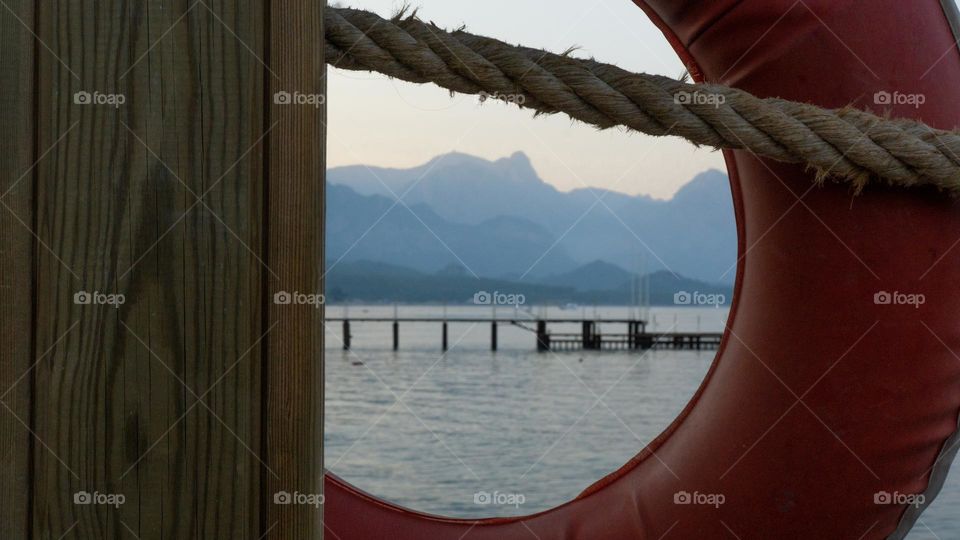 Landscape behind a Lifebuoy