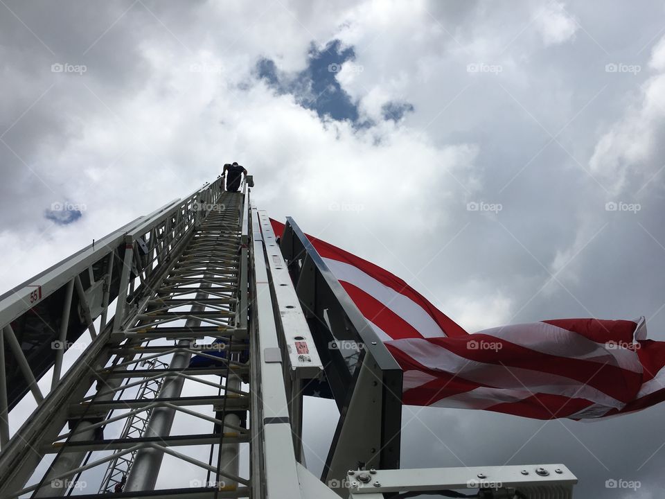 Firefighters climb