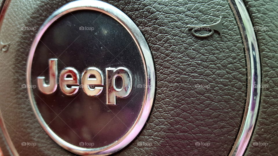 Jeep logo. Jeep logo on steering wheel