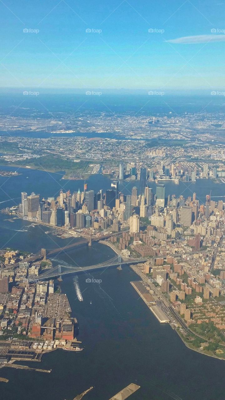 New York city skyline by air