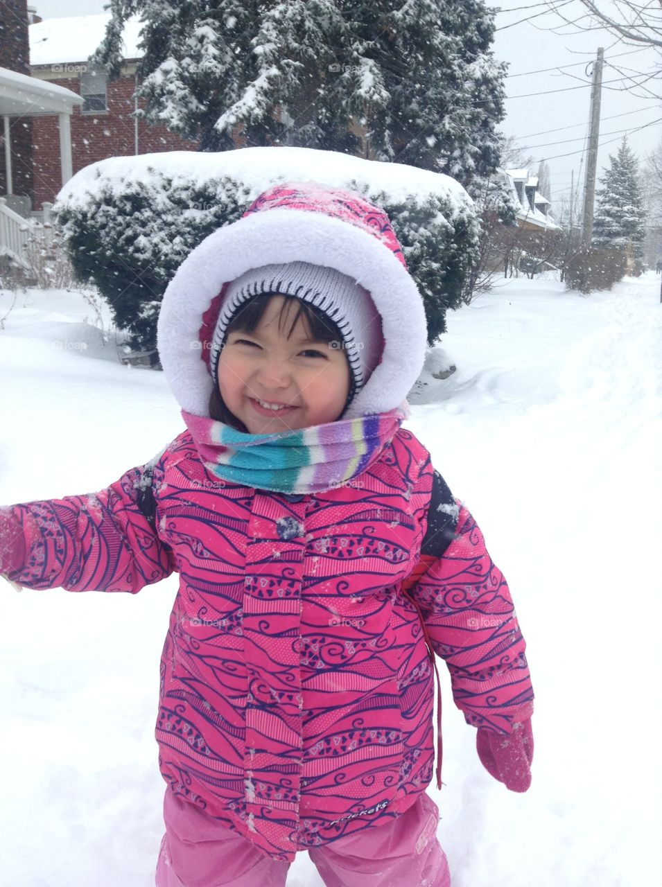 Happy girl during winter