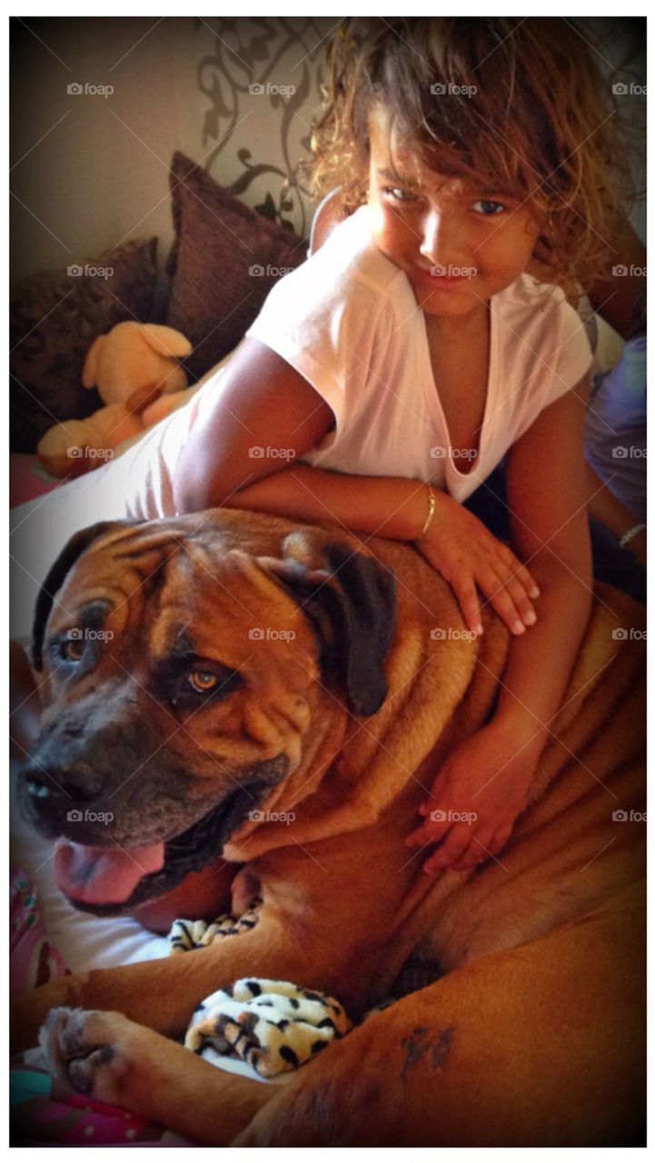 Smiling dog with her pet dog