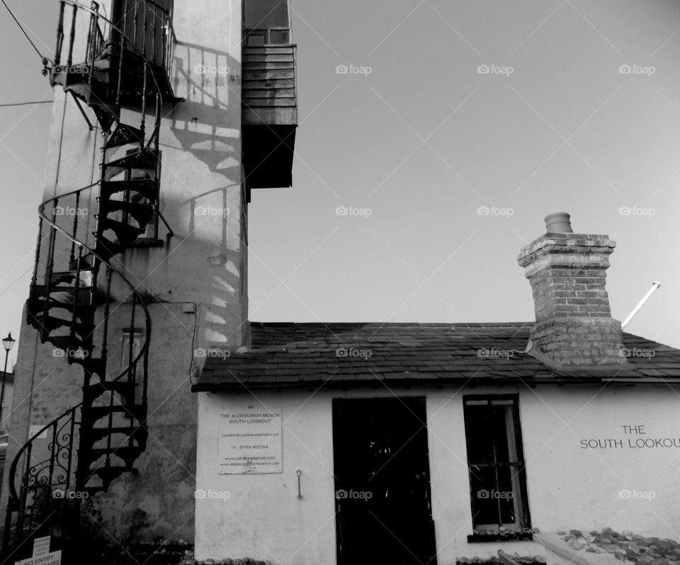 the south lookout. the old south lookout on the beach at Aldeburgh,  Suffolk