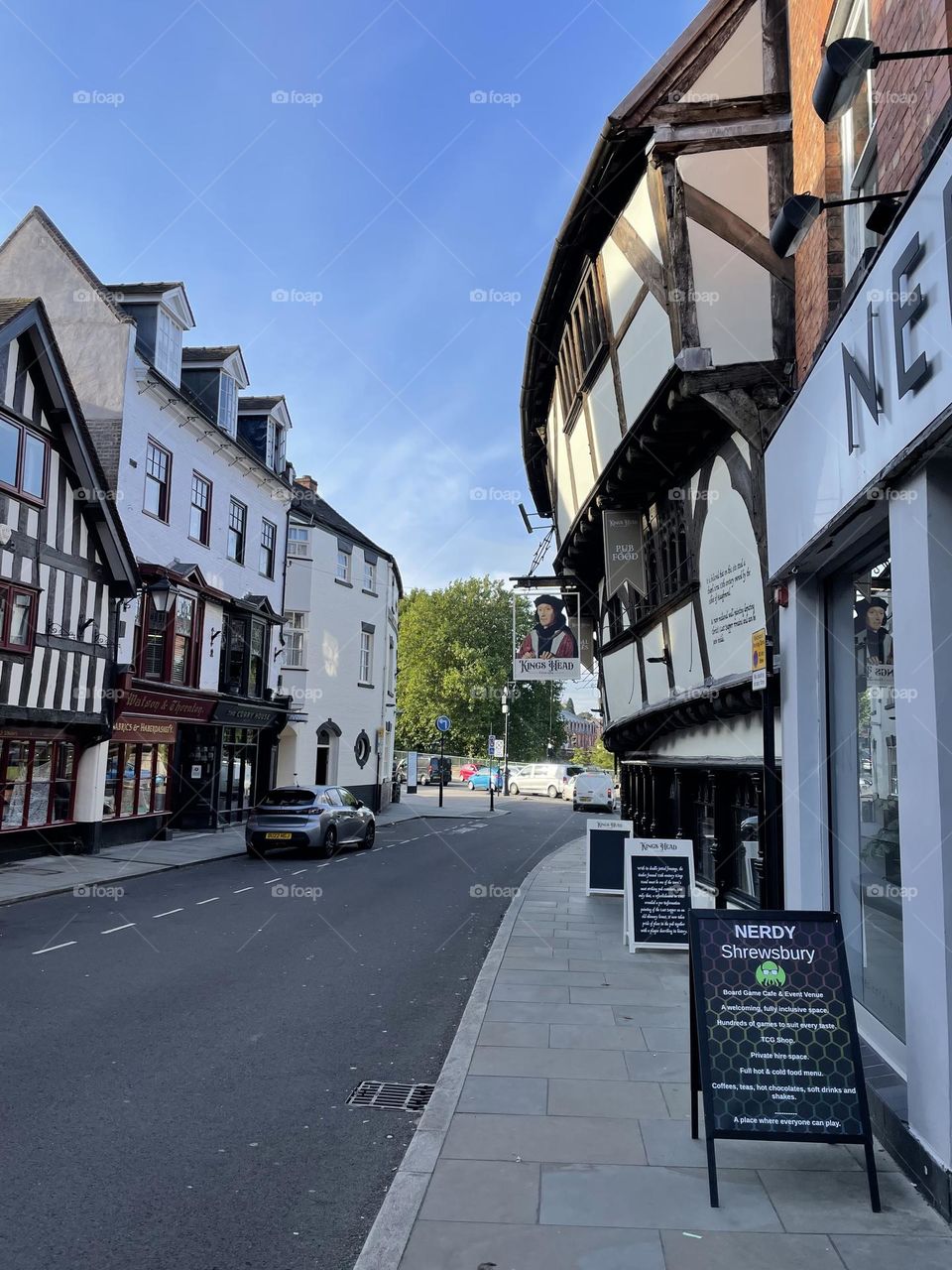 Characterful street in Shrewsbury, Shropshire 