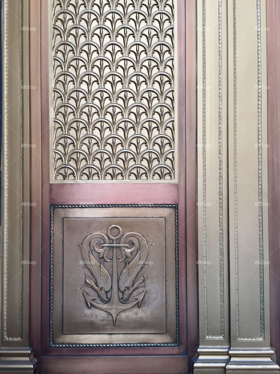 Brass door details, Cunard's Offices, Manhattan