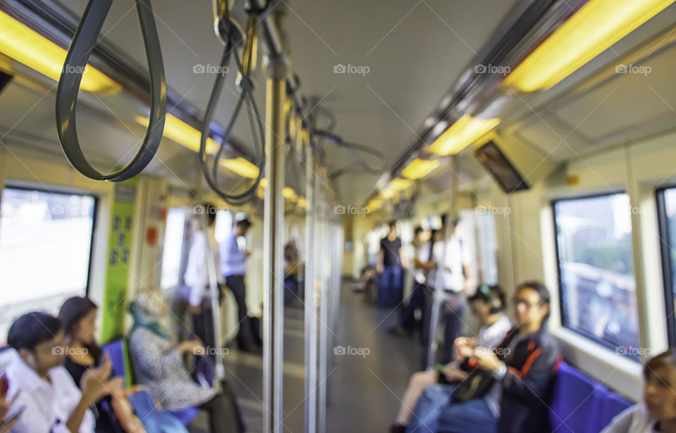 Blurry image of a passenger Subway train