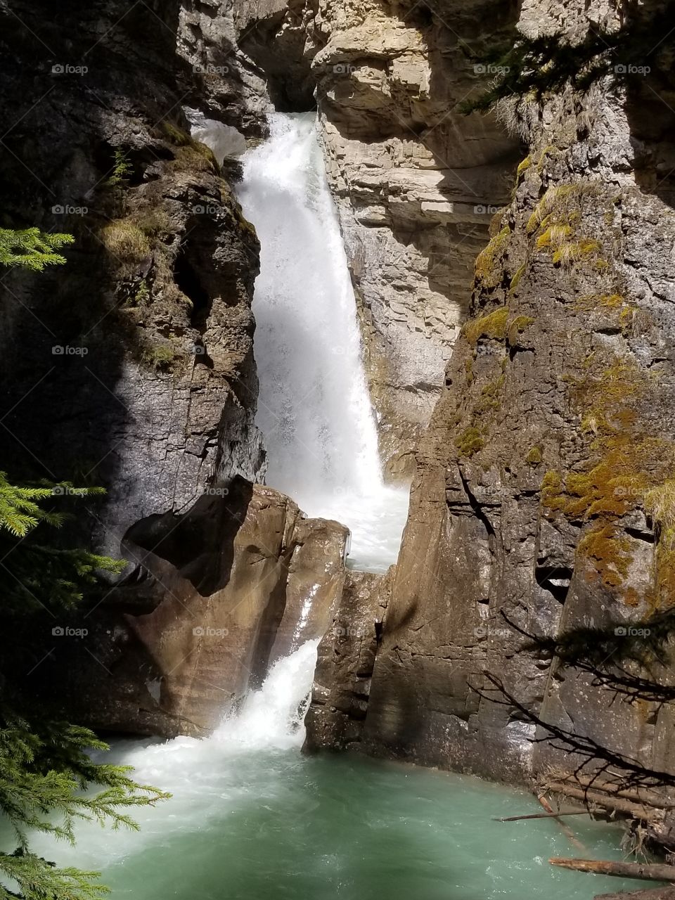 Beneath the falls