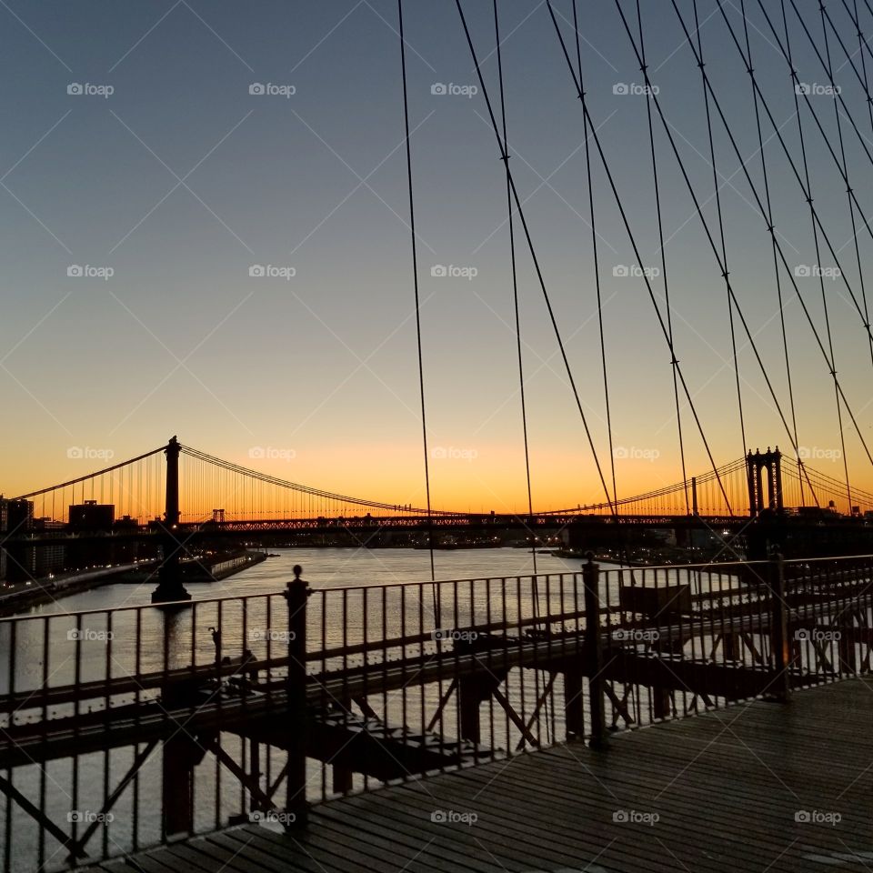 sunrise from the Brooklyn bridge