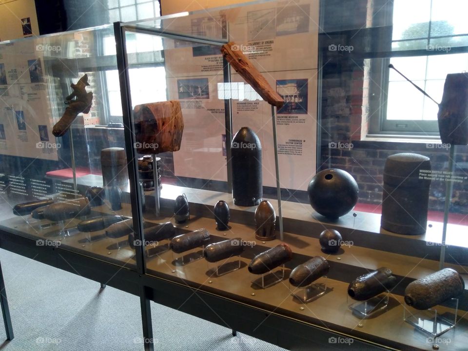 Munitions display at Tredgar Iron Works Museum. Richmond, Virginia