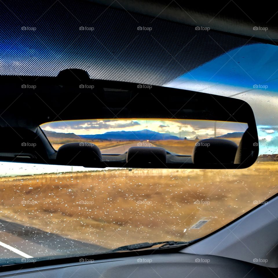 Leaving Colorado Springs, CO. Cheyenne Mountain in the rear view. 