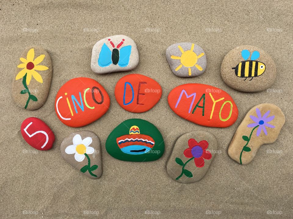 Cinco de Mayo with artistic stones composition 