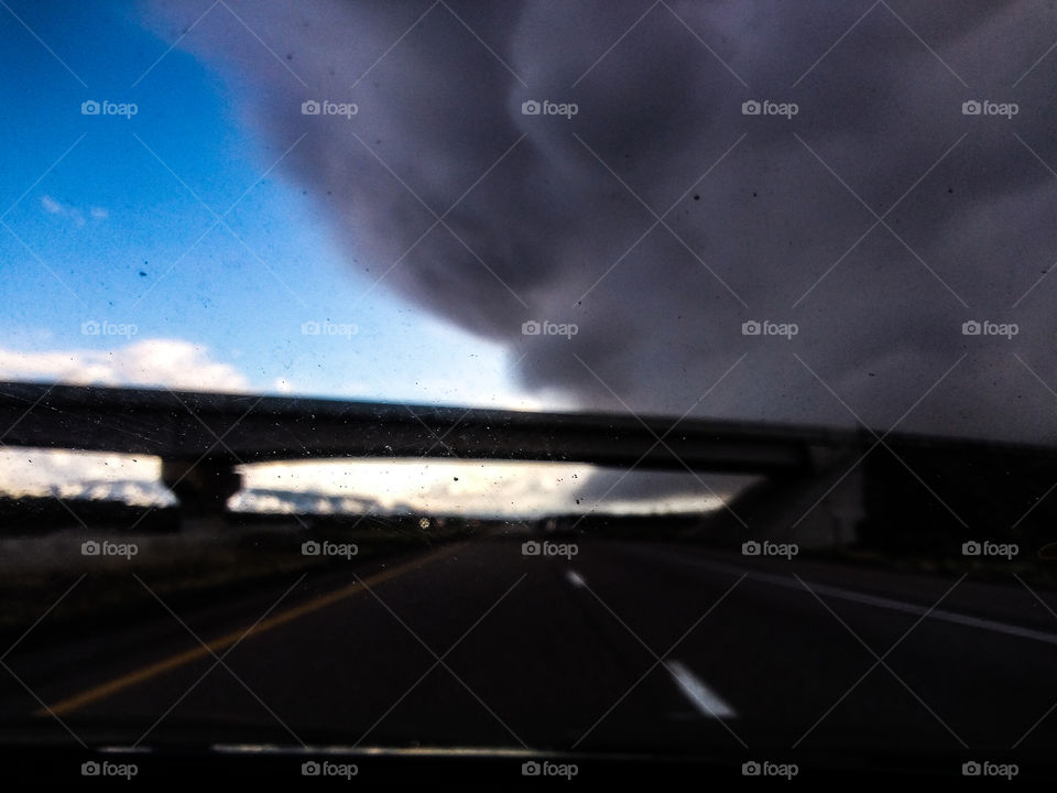 the storm begins taking over the highway