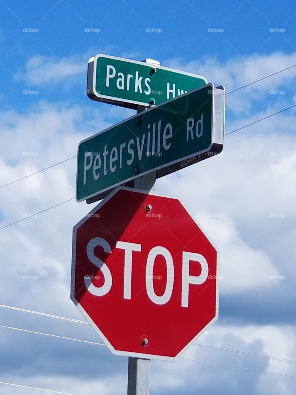 The Parks and Petersville Stop Sign Alaska