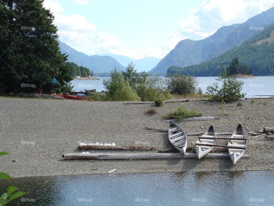 Lake and canoes